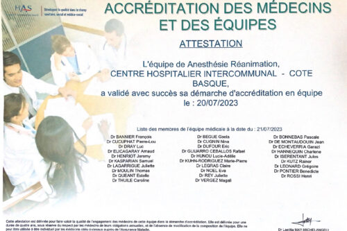 Anesthésie : l’équipe médicale certifiée par la Haute Autorité de Santé