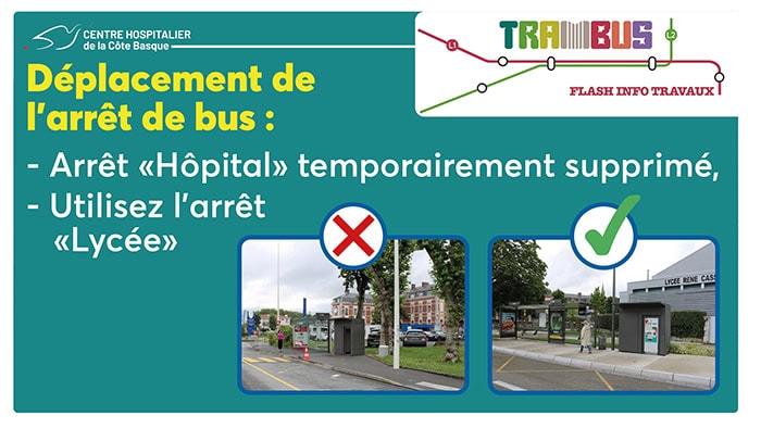 Site Saint-léon :Travaux liés à l’arrivée du tram’bus: arrêt « Hôpital « supprimé